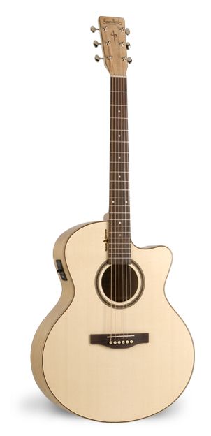 Фото Simon & Patrick NATURAL ELEMENTS CHERRY CW MJ+Кейс  электроакустическая гитара Jumbo, цвет натуральн