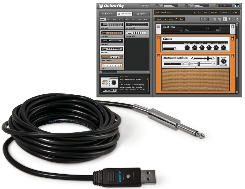 Фото ALESIS Guitar Link Plus USB-кабель для гитары (1/4TS -> USB)