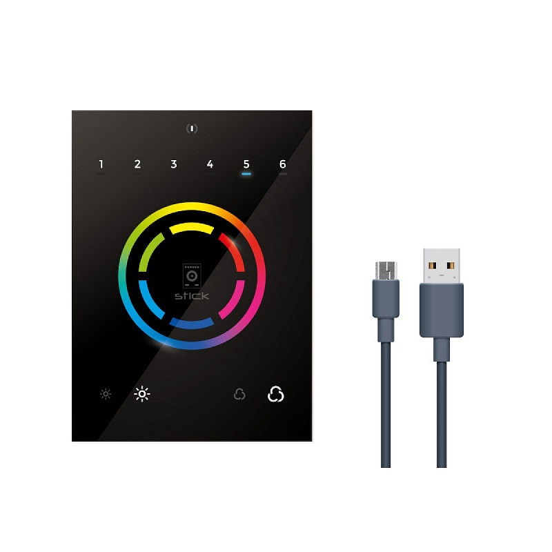 Фото DMX-интерфейс с сенсорной панелью для управления архитектурным или сценическим освещением Sunlite STICK-CW4 (black / чёрный)