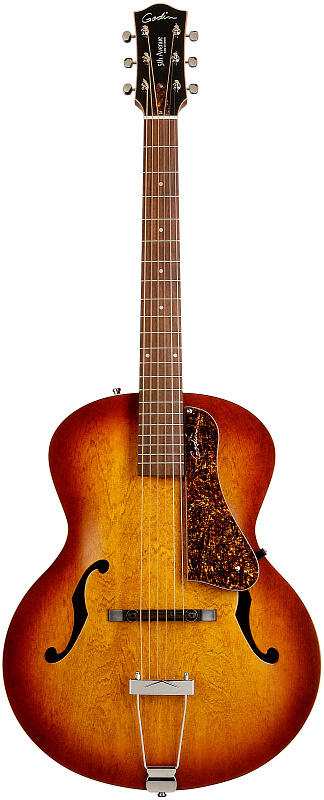 Фото Godin 5TH AVENUE Cognac Burst+Кейс  полуакустическая электрогитара, цвет - санбёрст